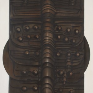 Oil on Canvas, 103.5 x 68.25 inches,
The Patricia and Phillip Frost Art Museum, Florida International University, Miami, Gift of Jose M. Martniez-Cañas. Agustín Fernández. La Grande Armure, 1975. Oil on Canvas, 103.5 x 68.25 inches. The Patricia and Phillip Frost Art Museum, Florida International University, Miami, Gift of Jose M. Martniez-Cañas.